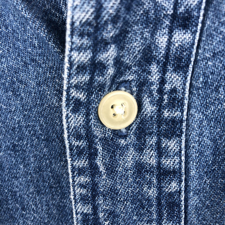 Ralph Lauren CHAPS Long Sleeve Button Down Denim Shirt Men's L Size cotton blue type Vintage Second Hand