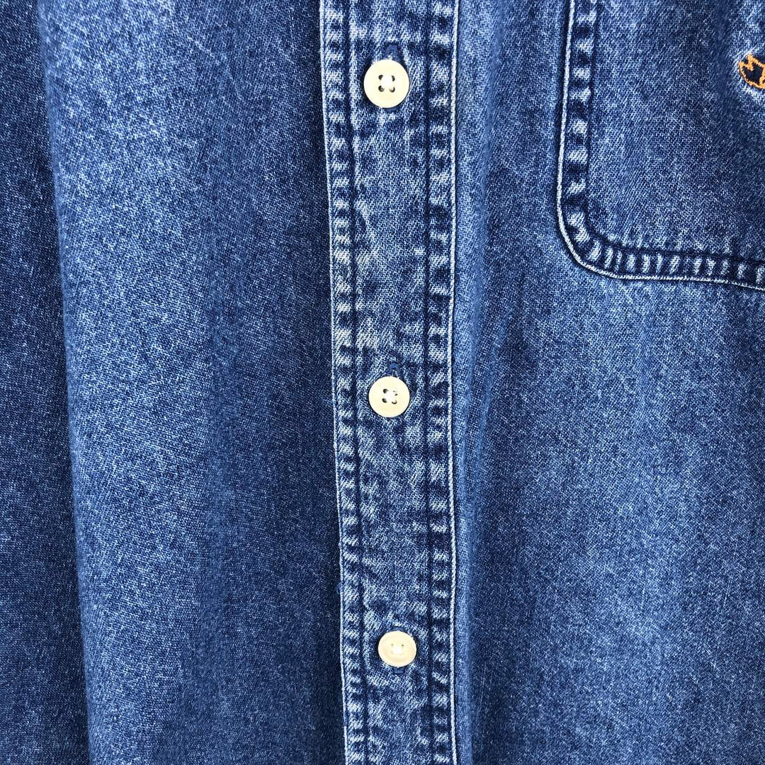 Ralph Lauren CHAPS Long Sleeve Button Down Denim Shirt Men's L Size cotton blue type Vintage Second Hand