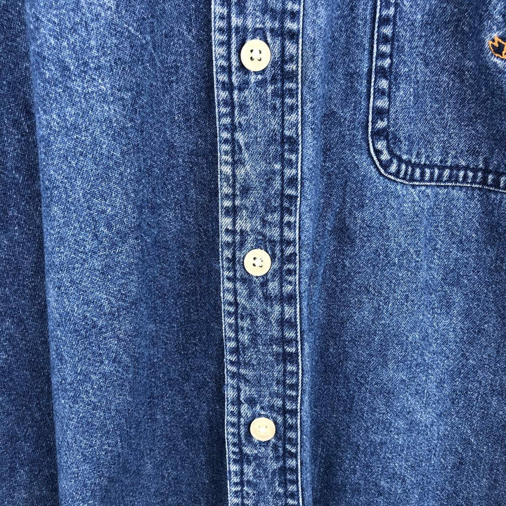 Ralph Lauren CHAPS Long Sleeve Button Down Denim Shirt Men's L Size cotton blue type Vintage Second Hand