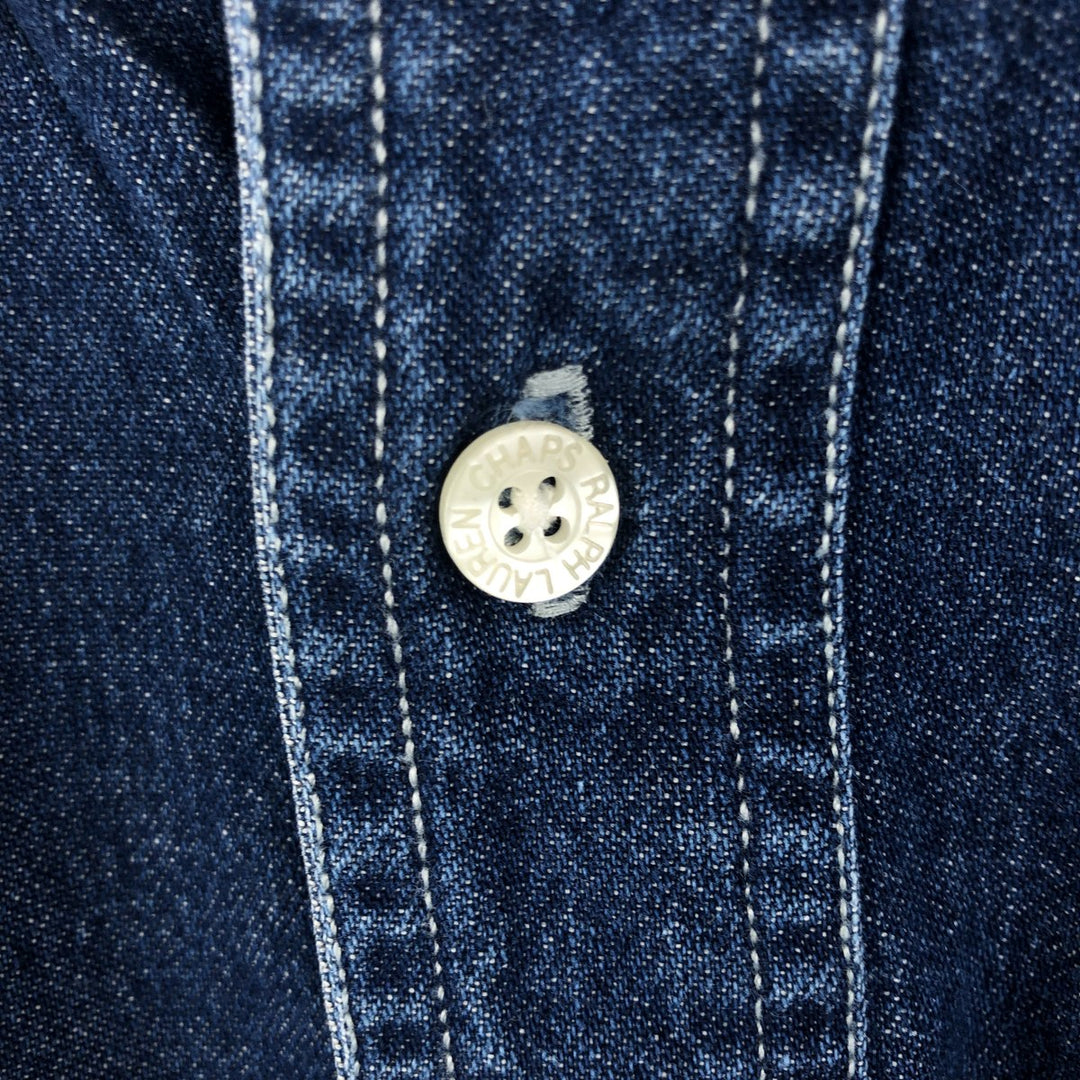 Ralph Lauren CHAPS Long Sleeve Button Down Denim Shirt Men's L Size cotton blue type Vintage Second Hand