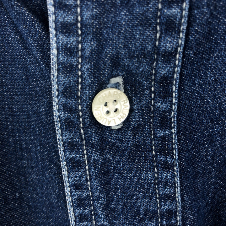Ralph Lauren CHAPS Long Sleeve Button Down Denim Shirt Men's L Size cotton blue type Vintage Second Hand