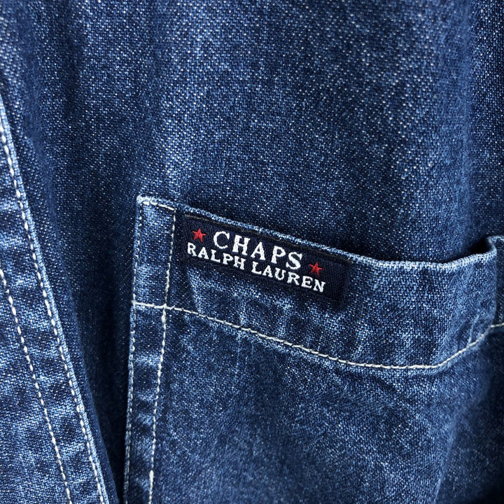 Ralph Lauren CHAPS Long Sleeve Button Down Denim Shirt Men's L Size cotton blue type Vintage Second Hand
