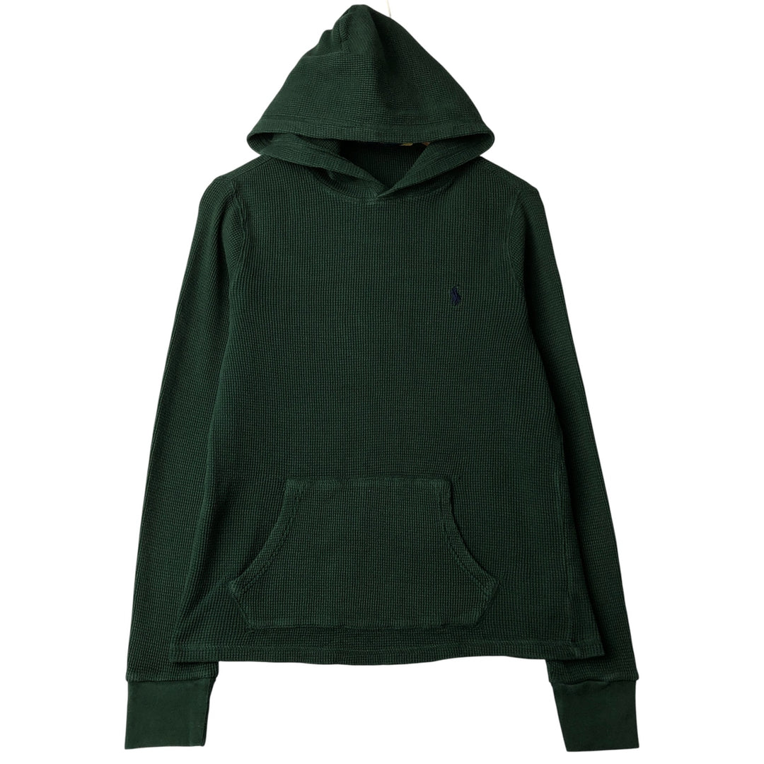 Ralph Lauren POLO RALPH LAUREN Hooded Thermal Long T-Shirt Waffle Men's M cotton Green type dark green Vintage Second Hand