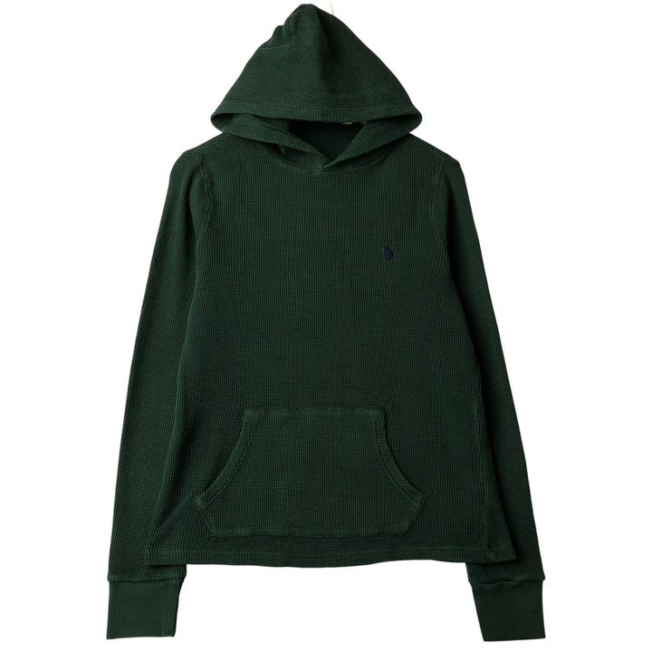 Ralph Lauren POLO RALPH LAUREN Hooded Thermal Long T-Shirt Waffle Men's M cotton Green type dark green Vintage Second Hand