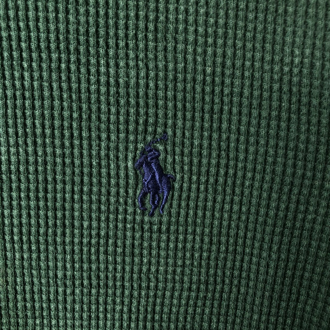 Ralph Lauren POLO RALPH LAUREN Hooded Thermal Long T-Shirt Waffle Men's M cotton Green type dark green Vintage Second Hand