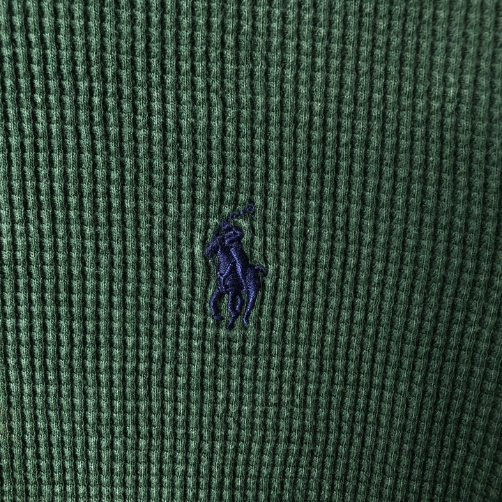 Ralph Lauren POLO RALPH LAUREN Hooded Thermal Long T-Shirt Waffle Men's M cotton Green type dark green Vintage Second Hand
