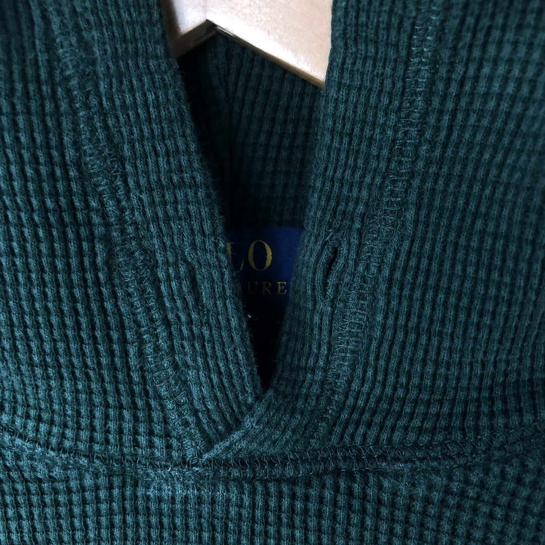 Ralph Lauren POLO RALPH LAUREN Hooded Thermal Long T-Shirt Waffle Men's M cotton Green type dark green Vintage Second Hand
