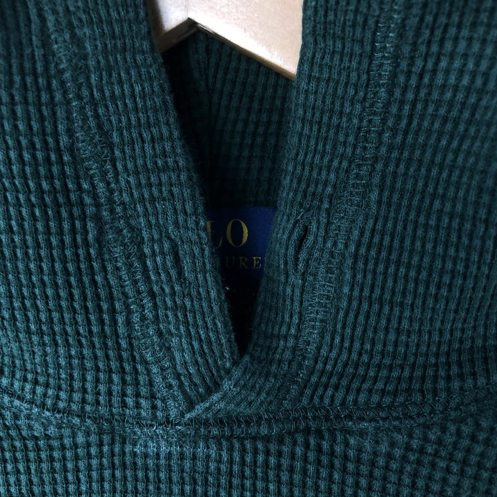 Ralph Lauren POLO RALPH LAUREN Hooded Thermal Long T-Shirt Waffle Men's M cotton Green type dark green Vintage Second Hand