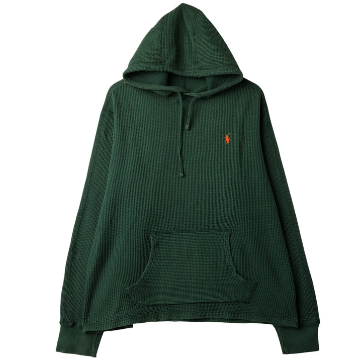 Ralph Lauren POLO RALPH LAUREN Hooded Thermal Long T-shirt Waffle Men's L size cotton Green type dark green Vintage Second Hand