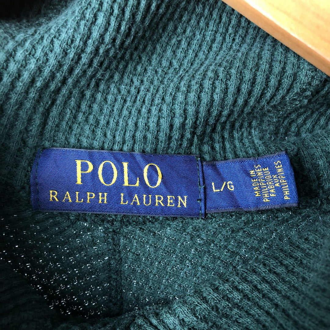 Ralph Lauren POLO RALPH LAUREN Hooded Thermal Long T-shirt Waffle Men's L size cotton Green type dark green Vintage Second Hand