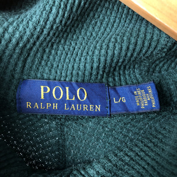 Ralph Lauren POLO RALPH LAUREN Hooded Thermal Long T-shirt Waffle Men's L size cotton Green type dark green Vintage Second Hand