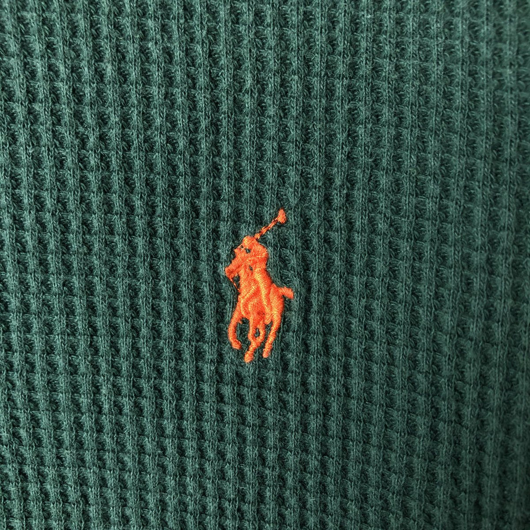 Ralph Lauren POLO RALPH LAUREN Hooded Thermal Long T-shirt Waffle Men's L size cotton Green type dark green Vintage Second Hand