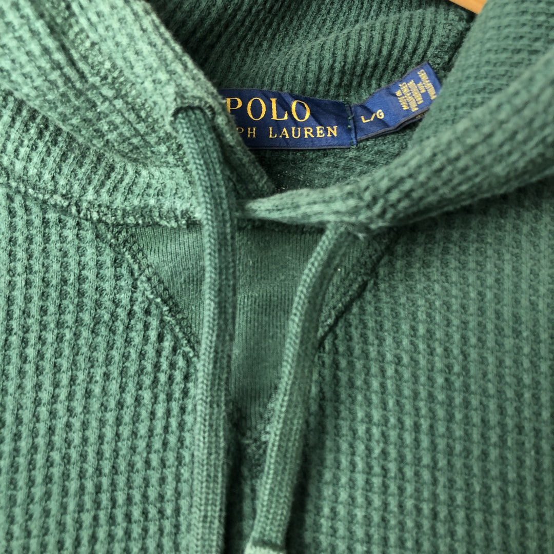 Ralph Lauren POLO RALPH LAUREN Hooded Thermal Long T-shirt Waffle Men's L size cotton Green type dark green Vintage Second Hand