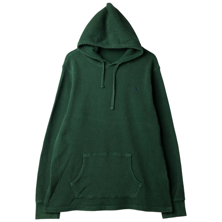 Ralph Lauren POLO RALPH LAUREN Hooded Thermal T-Shirt, Waffle, Men's XL cotton Green type dark green Vintage Second Hand