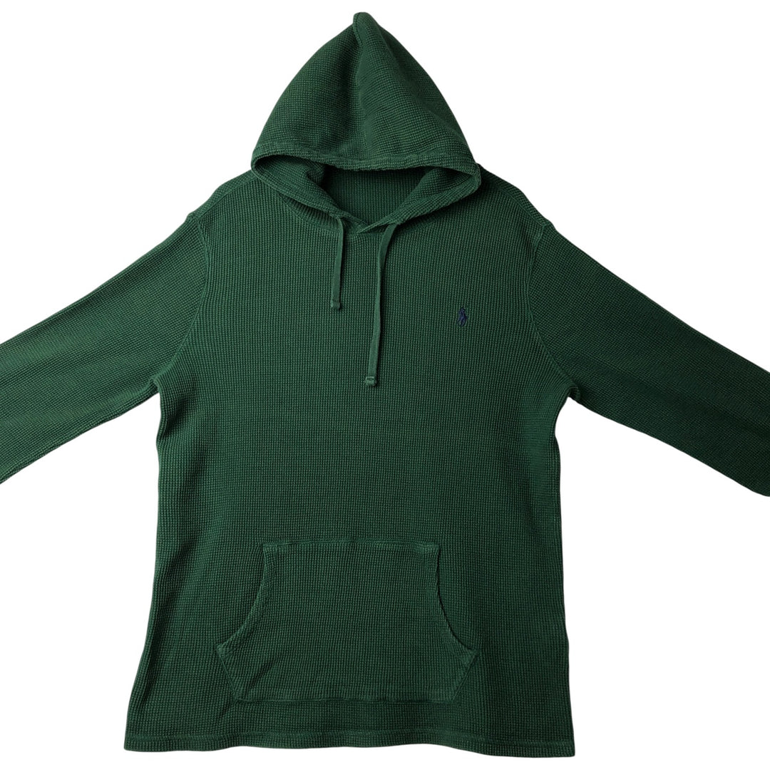 Ralph Lauren POLO RALPH LAUREN Hooded Thermal T-Shirt, Waffle, Men's XL cotton Green type dark green Vintage Second Hand