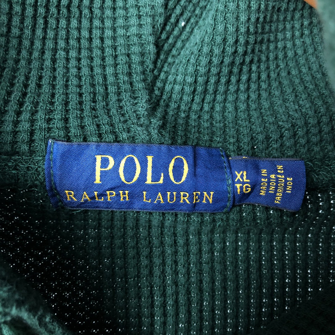 Ralph Lauren POLO RALPH LAUREN Hooded Thermal T-Shirt, Waffle, Men's XL cotton Green type dark green Vintage Second Hand