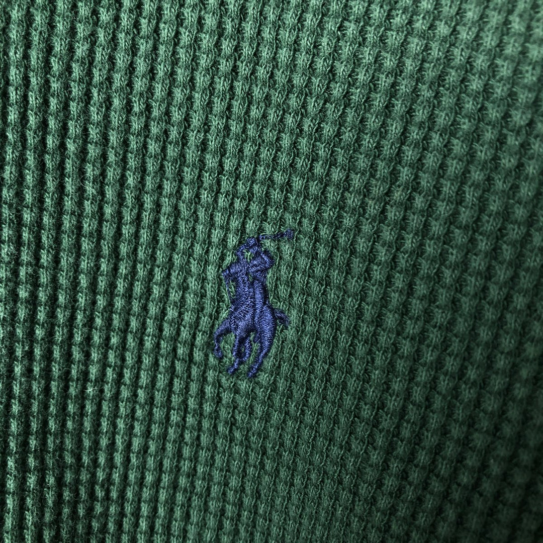 Ralph Lauren POLO RALPH LAUREN Hooded Thermal T-Shirt, Waffle, Men's XL cotton Green type dark green Vintage Second Hand