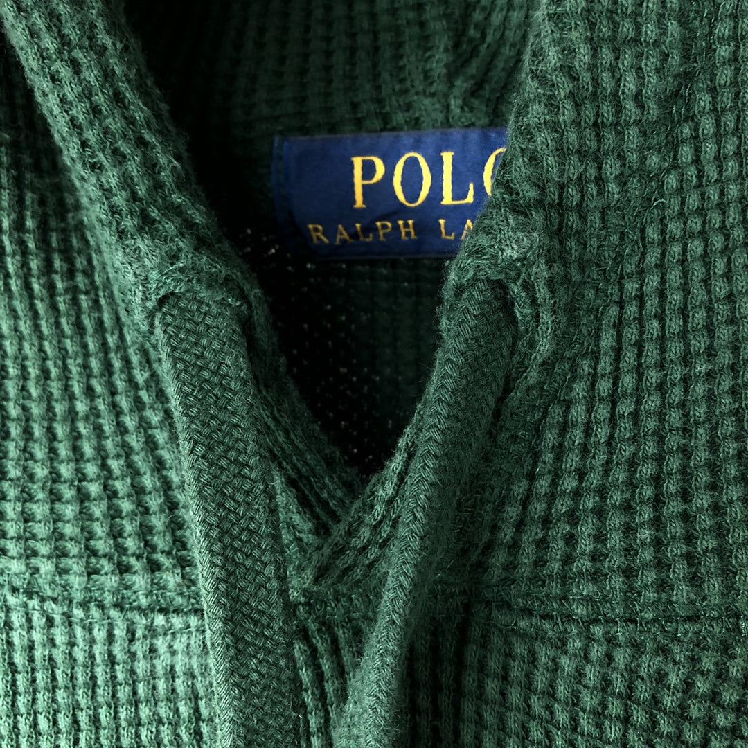 Ralph Lauren POLO RALPH LAUREN Hooded Thermal T-Shirt, Waffle, Men's XL cotton Green type dark green Vintage Second Hand