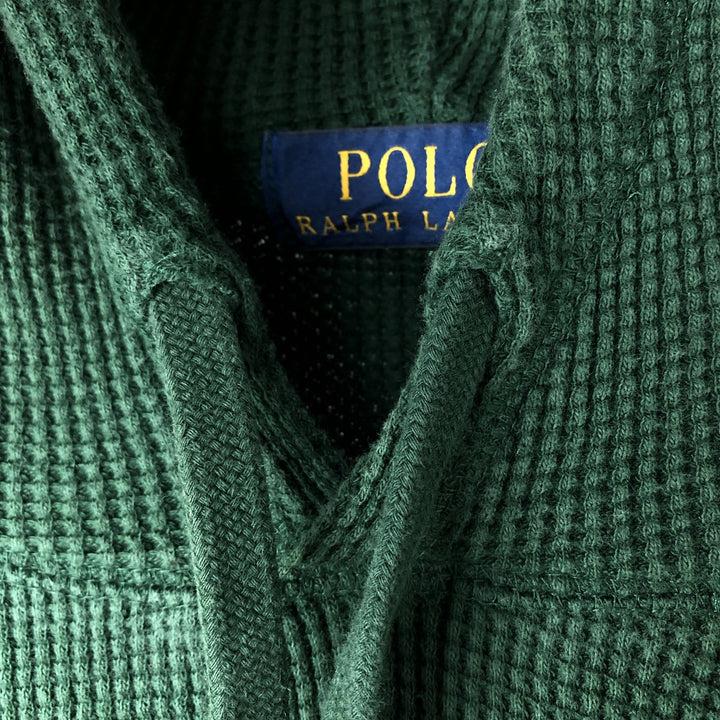 Ralph Lauren POLO RALPH LAUREN Hooded Thermal T-Shirt, Waffle, Men's XL cotton Green type dark green Vintage Second Hand