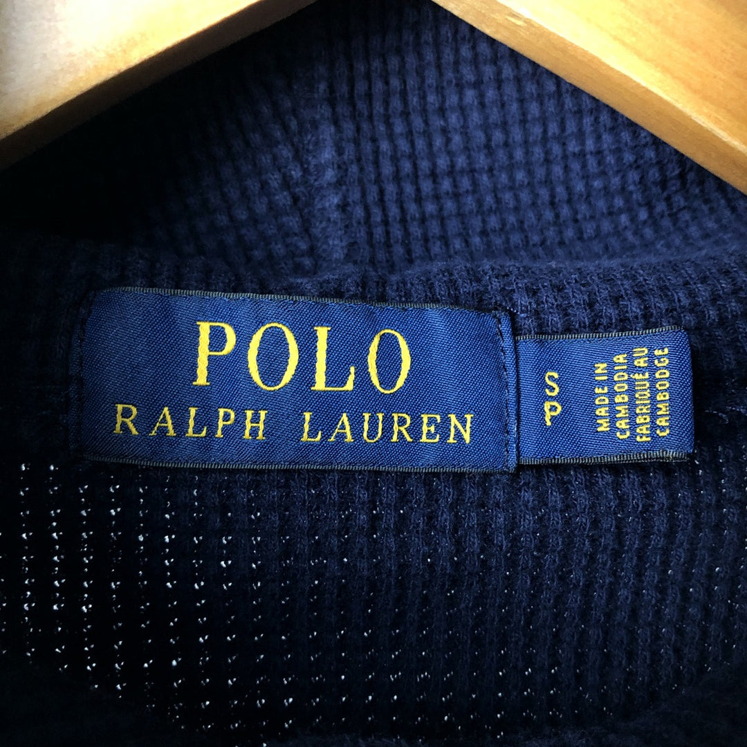 Ralph Lauren POLO RALPH LAUREN Hooded Thermal T-Shirt, Waffle, Men's Size Small unclear navy blue type Vintage Second Hand
