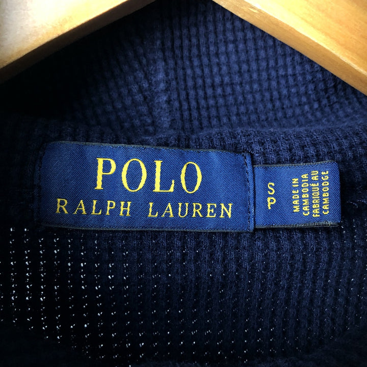 Ralph Lauren POLO RALPH LAUREN Hooded Thermal T-Shirt, Waffle, Men's Size Small unclear navy blue type Vintage Second Hand