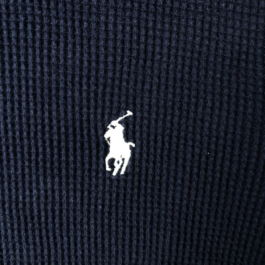 Ralph Lauren POLO RALPH LAUREN Hooded Thermal T-Shirt, Waffle, Men's Size Small unclear navy blue type Vintage Second Hand