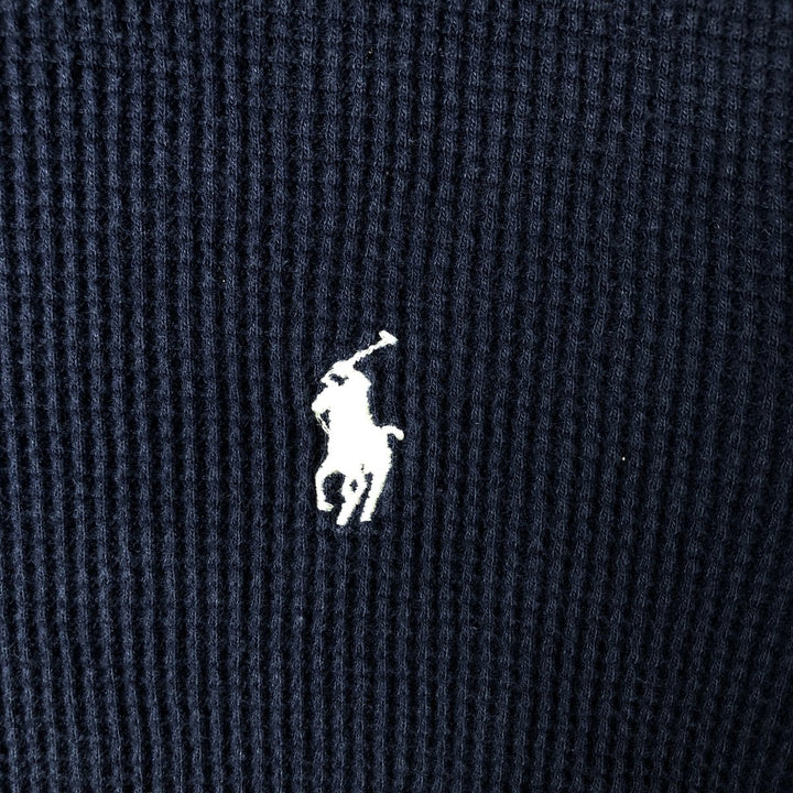 Ralph Lauren POLO RALPH LAUREN Hooded Thermal T-Shirt, Waffle, Men's Size Small unclear navy blue type Vintage Second Hand