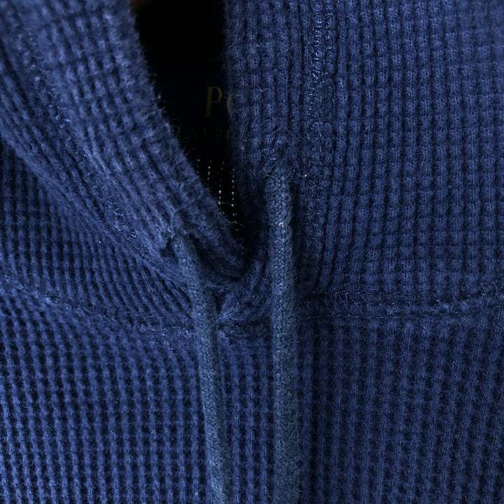 Ralph Lauren POLO RALPH LAUREN Hooded Thermal T-Shirt, Waffle, Men's Size Small unclear navy blue type Vintage Second Hand