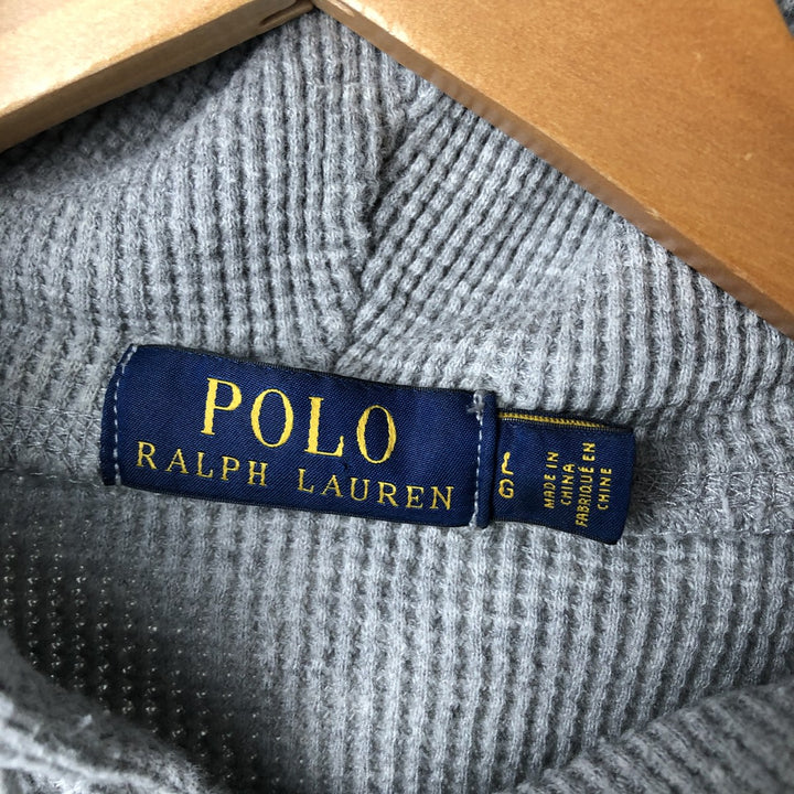 Ralph Lauren POLO RALPH LAUREN Hooded Thermal Long T-shirt Waffle Men's L size cotton gray type Vintage Second Hand