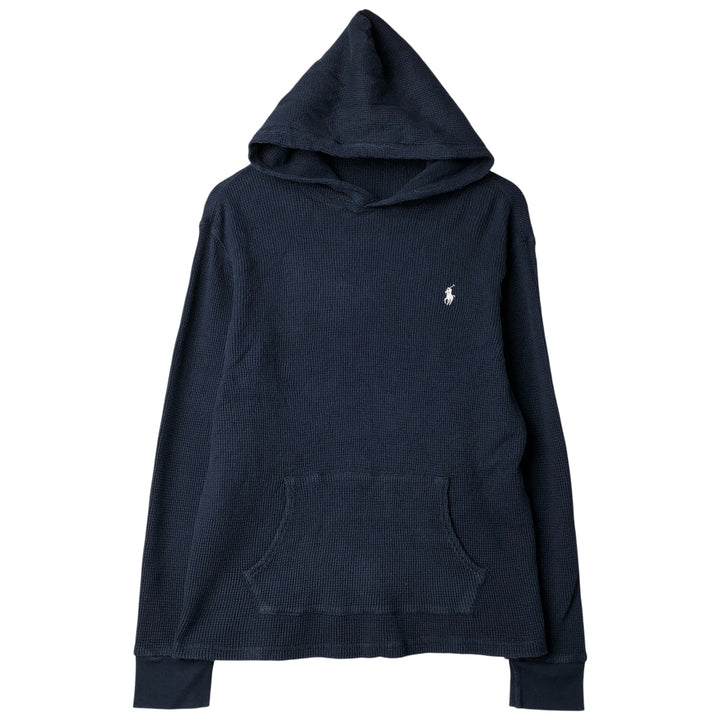 Ralph Lauren POLO RALPH LAUREN Hooded Thermal Long T-shirt Waffle Men's L size unclear navy blue type Vintage Second Hand