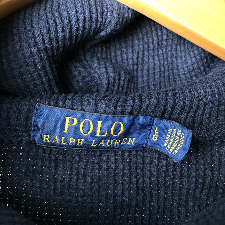 Ralph Lauren POLO RALPH LAUREN Hooded Thermal Long T-shirt Waffle Men's L size unclear navy blue type Vintage Second Hand