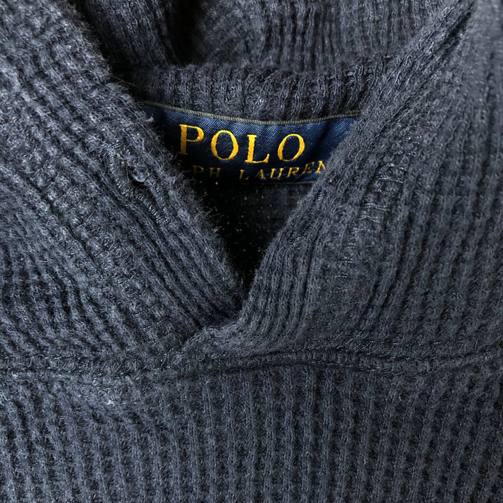 Ralph Lauren POLO RALPH LAUREN Hooded Thermal Long T-shirt Waffle Men's L size unclear navy blue type Vintage Second Hand
