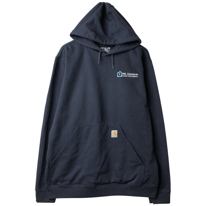 Carhartt Loose Fit ML Custom Advertising Pullover Hoodie, Men's Size L cotton Navy blue Vintage Second Hand