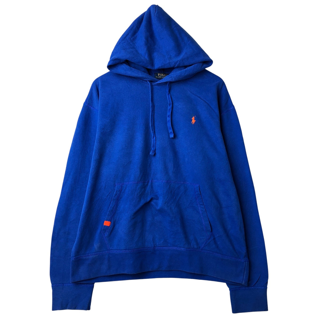 Ralph Lauren POLO RALPH LAUREN PERFORMANCE sweatshirt pullover hoodie, men's size XL cotton blue type Vintage Second Hand