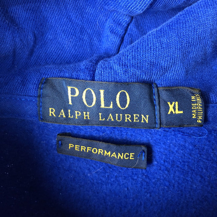 Ralph Lauren POLO RALPH LAUREN PERFORMANCE sweatshirt pullover hoodie, men's size XL cotton blue type Vintage Second Hand