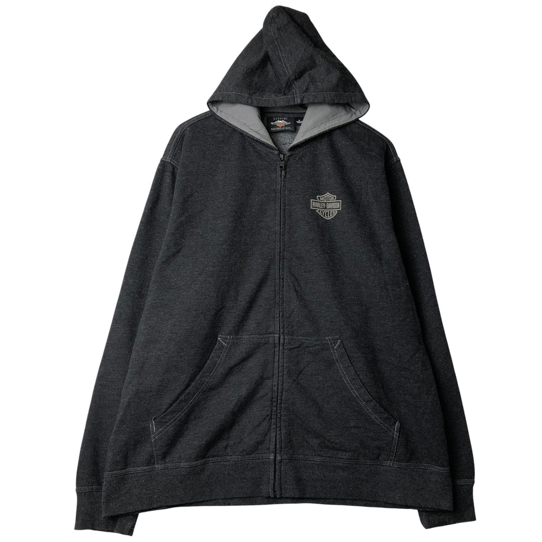 Harley-Davidson Men's Full-Zip Hoodie (XL) cotton gray type Vintage Second Hand