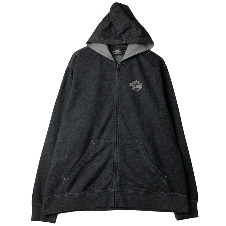 Harley-Davidson Men's Full-Zip Hoodie (XL) cotton gray type Vintage Second Hand