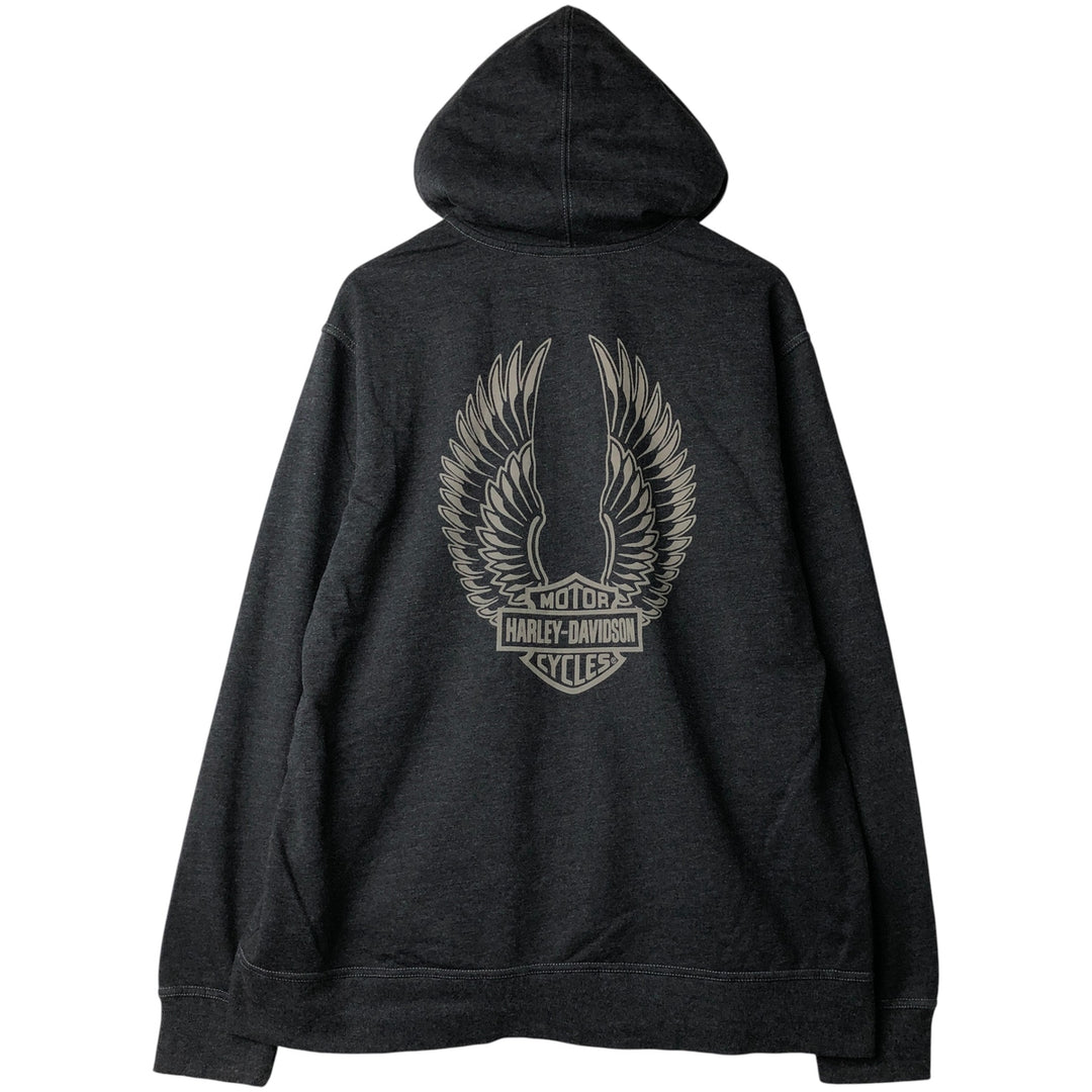 Harley-Davidson Men's Full-Zip Hoodie (XL) cotton gray type Vintage Second Hand