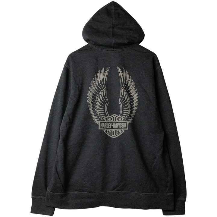 Harley-Davidson Men's Full-Zip Hoodie (XL) cotton gray type Vintage Second Hand