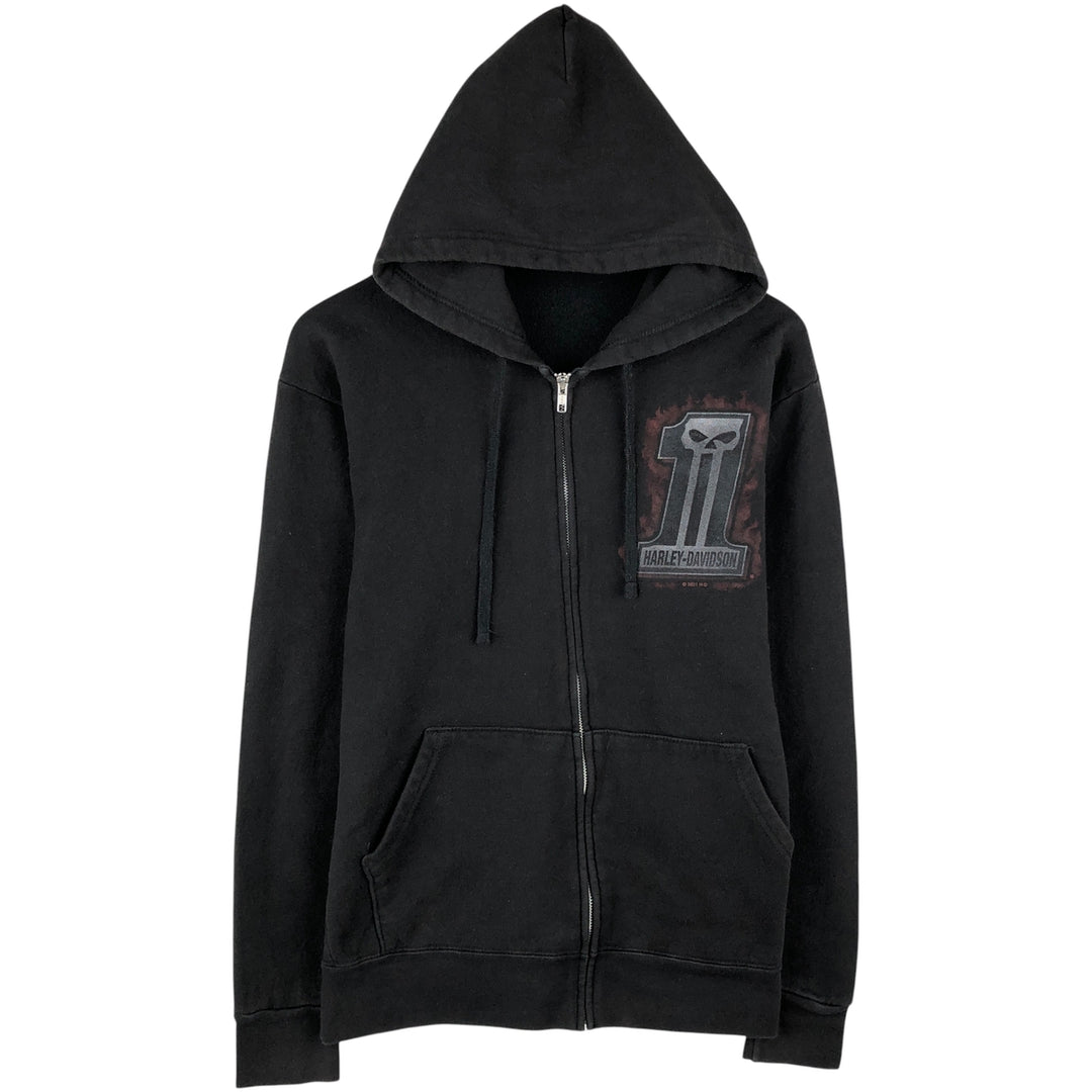 Harley-Davidson Full-Zip Hoodie, Men's Size Small cotton black type Vintage Second Hand