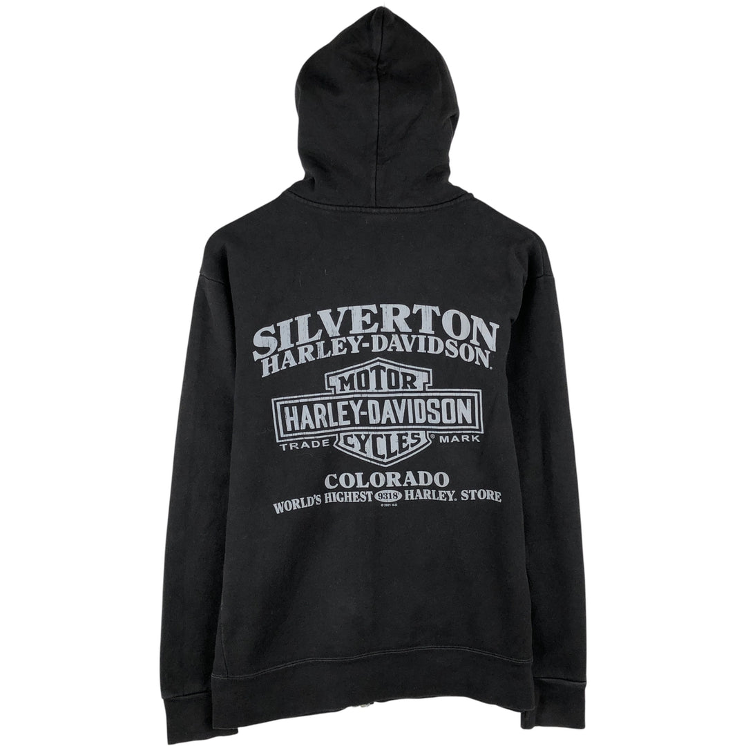 Harley-Davidson Full-Zip Hoodie, Men's Size Small cotton black type Vintage Second Hand
