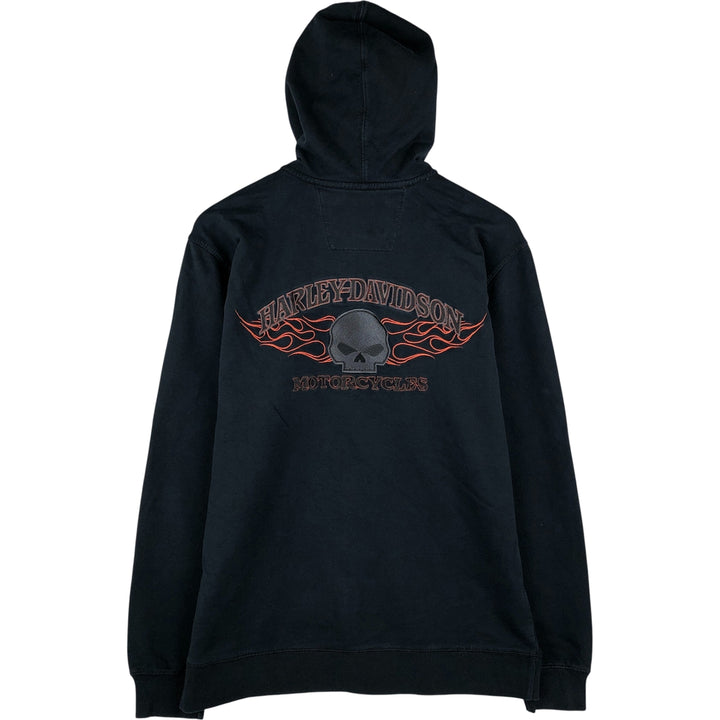 Harley-Davidson Skull Pattern Full-Zip Hoodie, Men's Size L cotton black type Vintage Second Hand