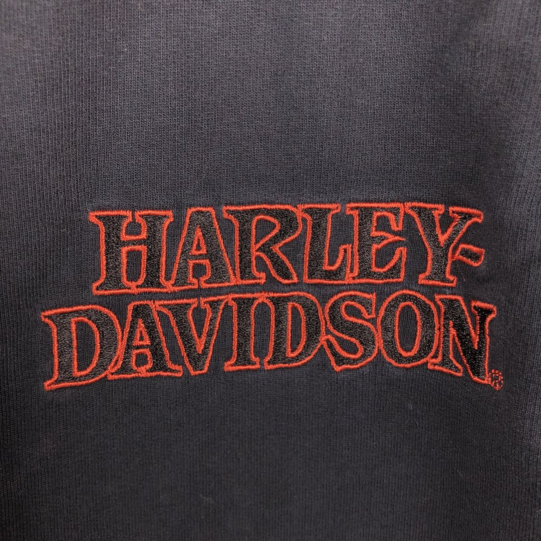 Harley-Davidson Skull Pattern Full-Zip Hoodie, Men's Size L cotton black type Vintage Second Hand