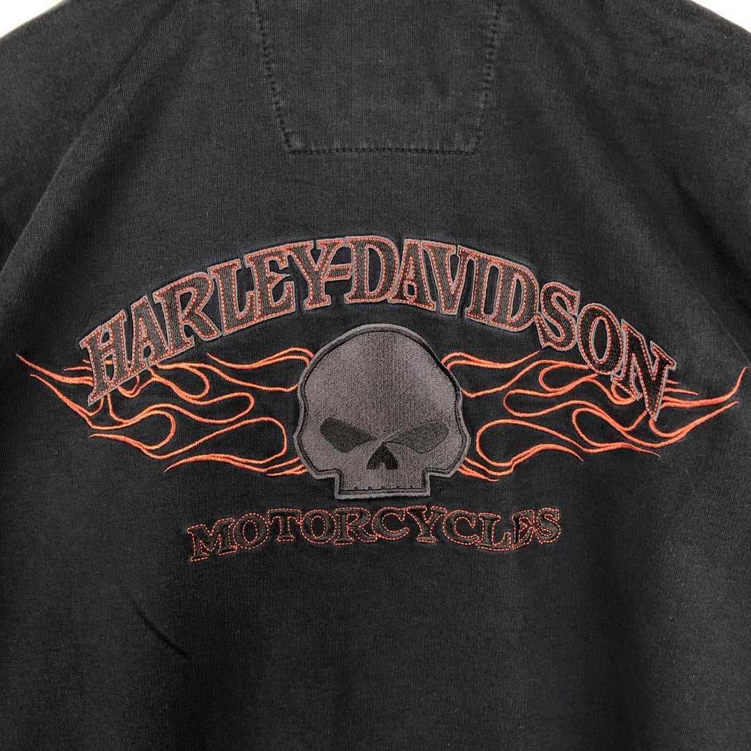 Harley-Davidson Skull Pattern Full-Zip Hoodie, Men's Size L cotton black type Vintage Second Hand