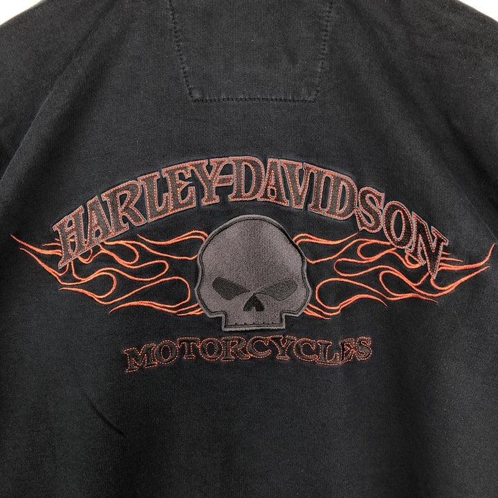 Harley-Davidson Skull Pattern Full-Zip Hoodie, Men's Size L cotton black type Vintage Second Hand