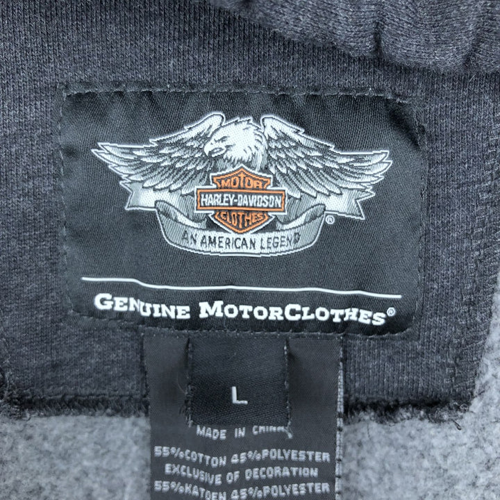 Harley-Davidson Skull Pattern Full-Zip Hoodie, Men's Size L cotton black type Vintage Second Hand