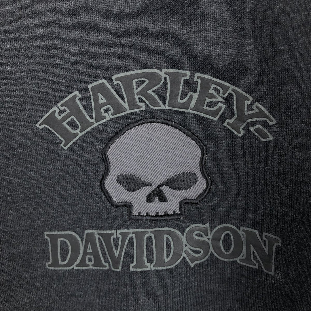 Harley-Davidson Skull Pattern Full-Zip Hoodie, Men's Size L cotton black type Vintage Second Hand
