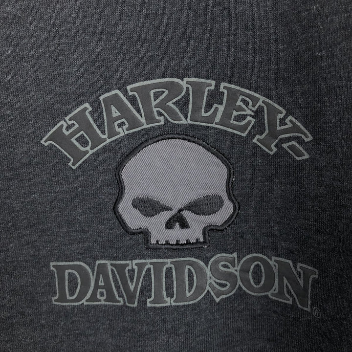 Harley-Davidson Skull Pattern Full-Zip Hoodie, Men's Size L cotton black type Vintage Second Hand