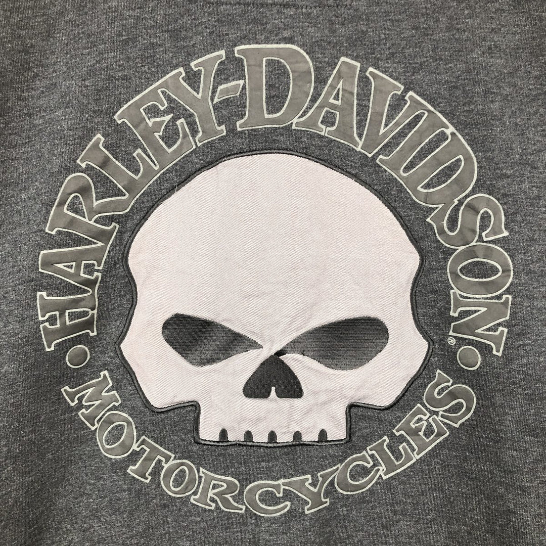 Harley-Davidson Skull Pattern Full-Zip Hoodie, Men's Size L cotton black type Vintage Second Hand
