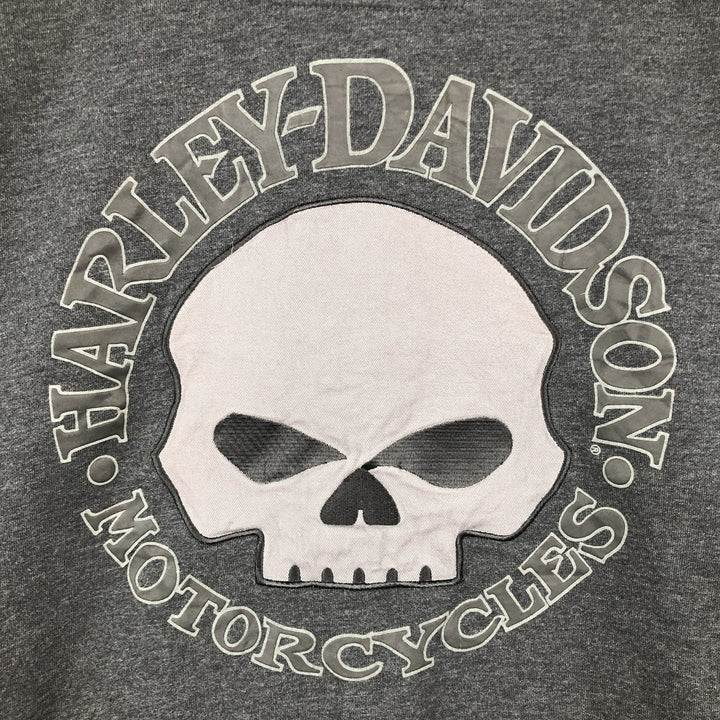 Harley-Davidson Skull Pattern Full-Zip Hoodie, Men's Size L cotton black type Vintage Second Hand